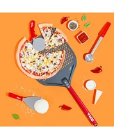 The Kitchen Chef Tkc Perforated Pizza Peel Bundle with 14 Inch Xl Peel and 9" inch Pizza Turning Peel Ultimate Set with Dough Cutter, Pizza Cutter Whe