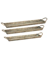 Slickblue Hammered Metal Tray With Washed Finish And Handles (Set of 3)