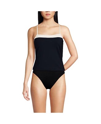 Lands' End Women's Chlorine Resistant Reversible Scoop Neck Tie Back Tankini Swimsuit Top