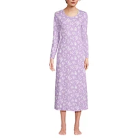 Lands' End Women's Tall Cotton Long Sleeve Midcalf Nightgown