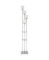 Possini Euro Design Athena Modern Glam Tree Floor Lamp 4-Light 72" Tall Brushed Nickel Silver Outer Clear Inner Opal Double Glass Shade Decor for Livi