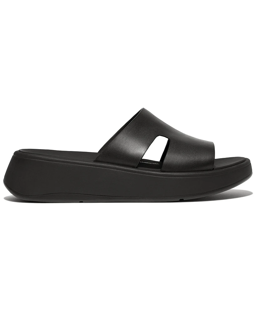 FitFlop Women's F-Mode Raw Edge Leather Flatform H-Bar Slide