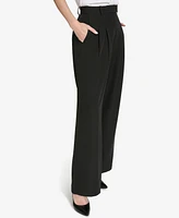 Halston Women's Mid-Rise Pleat-Front Wide-Leg Pants