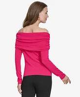 Halston Women's Ruched Off-The-Shoulder Long-Sleeve Top