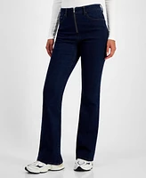 Tinseltown Juniors' High-Rise Zip-Front Flare-Leg Jeans