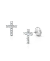 Tiny Blessings Children's 14K Gold Miraculous Cross Studs Girls' Screw Back Earrings