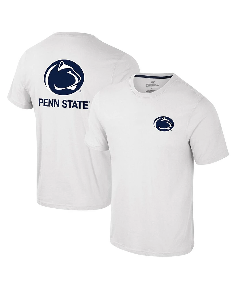 Colosseum Men's White Penn State Nittany Lions Logo Lockup 2-Hit Active Blend T-Shirt