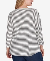 Ruby Rd. Plus Boat Neck Happy Harvest Striped Knit Top