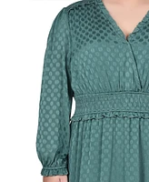 Ny Collection Plus Size Long Sleeve Surplice Neck Dress