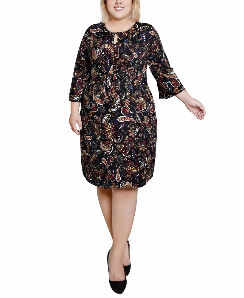 Ny Collection Plus Size 3/4 Sleeve Tie Front Dress