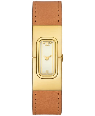 Tory Burch Women's The T Watch Brown Leather Strap Watch 18mm