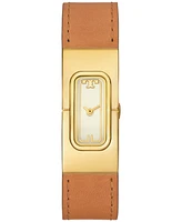 Tory Burch Women's The T Watch Brown Leather Strap Watch 18mm