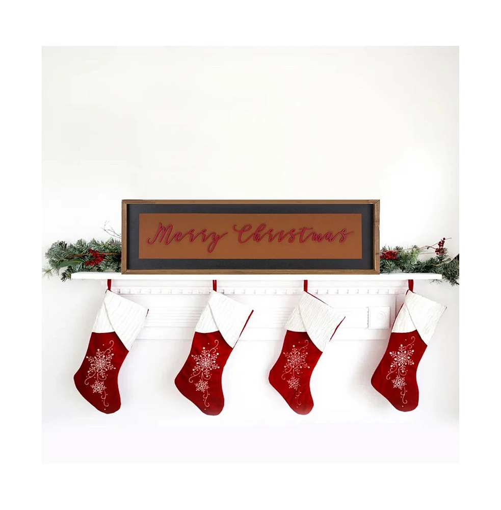 Slickblue Rustic Wood Merry Christmas Sign - 23.5 Inches Long