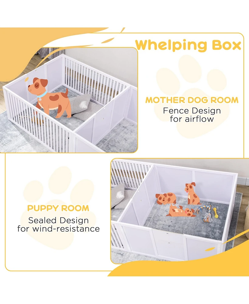 Streamdale Furniture Versatile Whelping Box for Large, Medium, and Small Dog Breeds