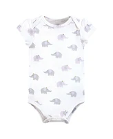 Hudson Baby Girls Cotton Bodysuits, Lilac Elephant