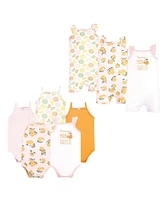 Hudson Baby Girls Cotton Bodysuits and Rompers, 8-Piece, Citrus Orange, 6-9 Months