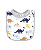 Hudson Baby Infant Boys Cotton Bibs, Hugasaurus, One Size