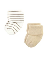 Hudson Baby Boys Cotton Rich Newborn and Terry Socks, Modern Giraffe, 6-12 Months