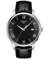 Tissot Men's Swiss Tradition Black Leather Strap Watch 42mm