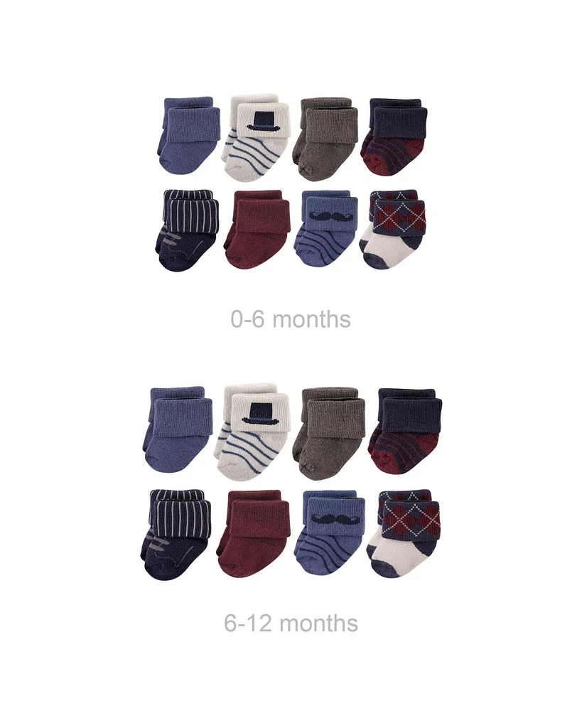 Hudson Baby Baby Boys Grow with Me Cotton Terry Socks, Gentleman, 0-6 and 6-12 Months