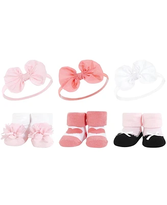 Hudson Baby Baby Girls Headband and Socks Giftset, Blush White, One