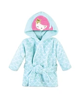 Hudson Baby Baby Girls Plush Animal Face Bathrobe, Mermaid, 0-9 Months