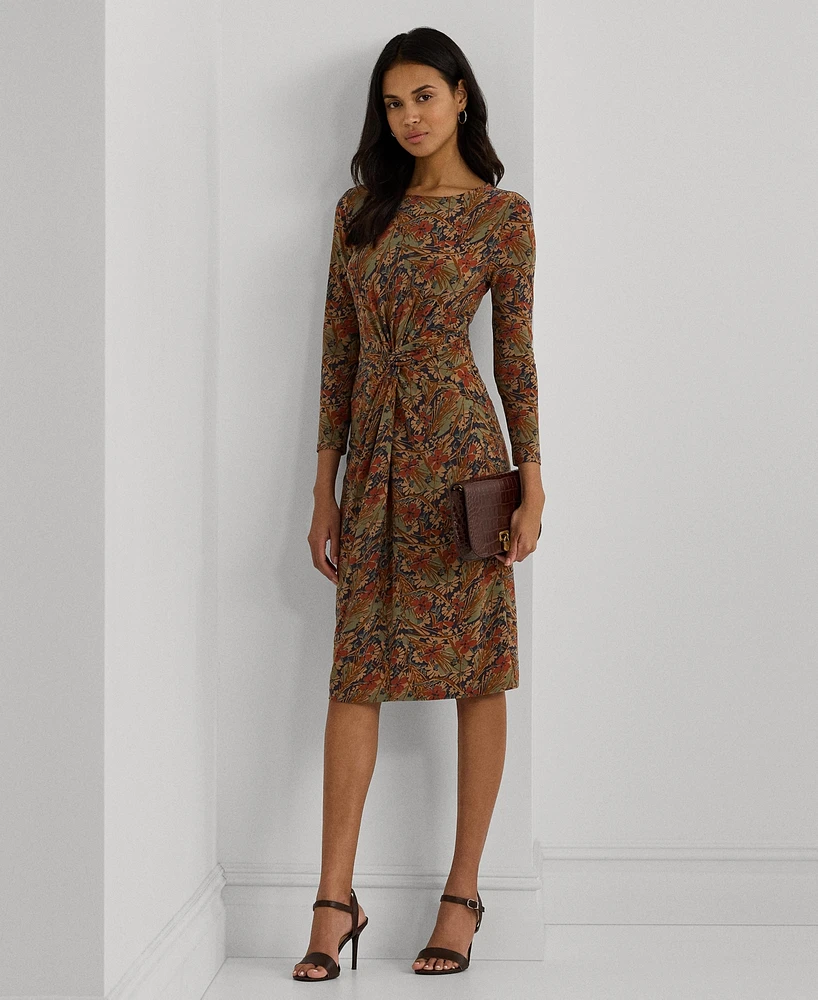 Lauren Ralph Lauren Women's Floral Twist-Front Stretch Jersey Dress