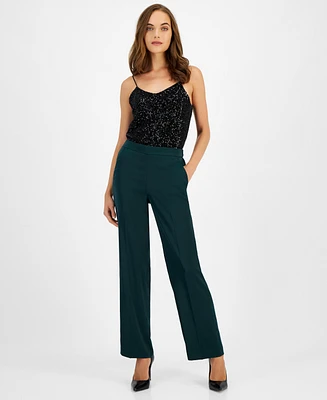 Anne Klein Petite Pull-On Slash-Pocket Wide-Leg Pants