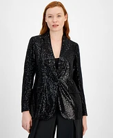 Anne Klein Women's Sequin One-Button Blazer