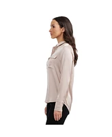 Ellen Tracy Women's Satin Blouse with Patch Pockets