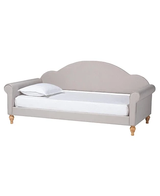 Baxton Studio Chaise Classic and Traditional Light Grey Fabric and Natural Brown Finished Wood Twin Size Daybed