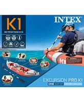 Intex Excursion Pro K1 Single Person Inflatable Vinyl Fishing Kayak w/ Oar/Pump