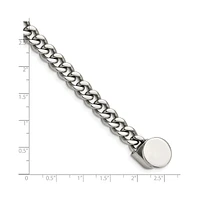 Chisel Stainless Steel Curb Chain with Black Leather Hook Bracelet