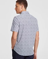 Michael Kors Men's Slim-Fit Stretch Micro Floral Short-Sleeve Button-Down Shirt