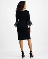 Connected Petite Faux-Wrap Sheath Dress