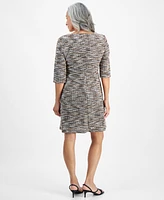 Connected Petite 3/4-Sleeve Boucle Sheath Dress