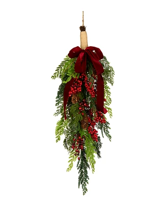 National Tree Company Christmas Joy Teardrop Swag, 28 Inches