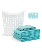 Iris Usa Laundry Basket 30L Durable and Flexible, Portable Round Bin, 0.85 Bushel Hamper for Storage with Ventilation Holes for Closet Dorm, White