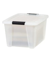 Iris Usa 8 Pack 33 Quart Stackable Plastic Storage Bins with Lids and Latching Buckles, Pearl, Containers with Lids and Latches