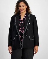 Anne Klein Plus Size Framed Faux Double-Breasted Jacket