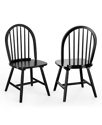 Slickblue Set of 2 Vintage Windsor Wood Chair with Spindle Back for Dining Room