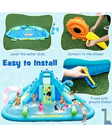 Slickblue Inflatable Water Slide with Dual Slides and Large Splash Pool (Without Blower)