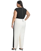 Dkny Plus Tie-Waist Wide-Leg Scuba Crepe Jumpsuit