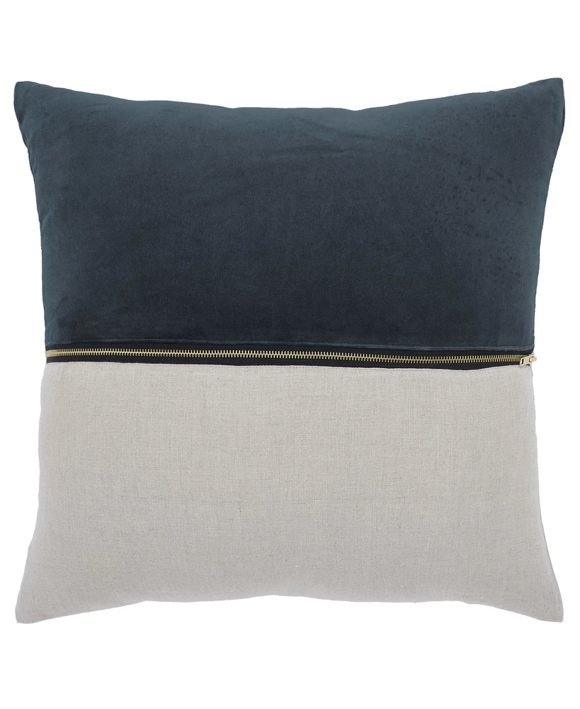 Ihi Home Velvet Linen Zipper Pillow, 20"Sq