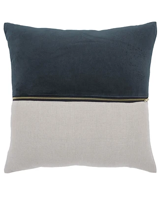 Ihi Home Velvet Linen Zipper Pillow, 20"Sq