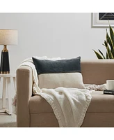 Ihi Home Lumbar Velvet Linen Zipper Pillow, 14"x 20"