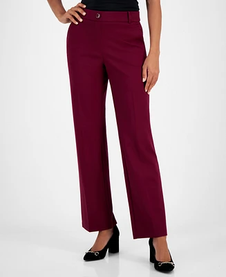 Kasper Women's Mid-Rise Pull-On Straight-Leg Pants