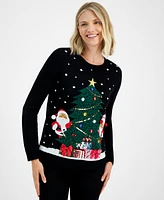 Holiday Lane Women's Mr. and Mrs. Claus Crewneck Sweater, Created for Macy's