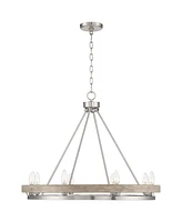 Possini Euro Design Lora Brushed Nickel Graywood Wagon Wheel Chandelier Lighting 29 1/4" Wide Farmhouse Rustic 8