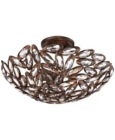 Franklin Iron Works Viera Luxury Close To Ceiling Light Semi-Flush Mount Fixture Bronze Bowl 20" Wide Clear Cut Crystal House Bedroom Hallway Living R